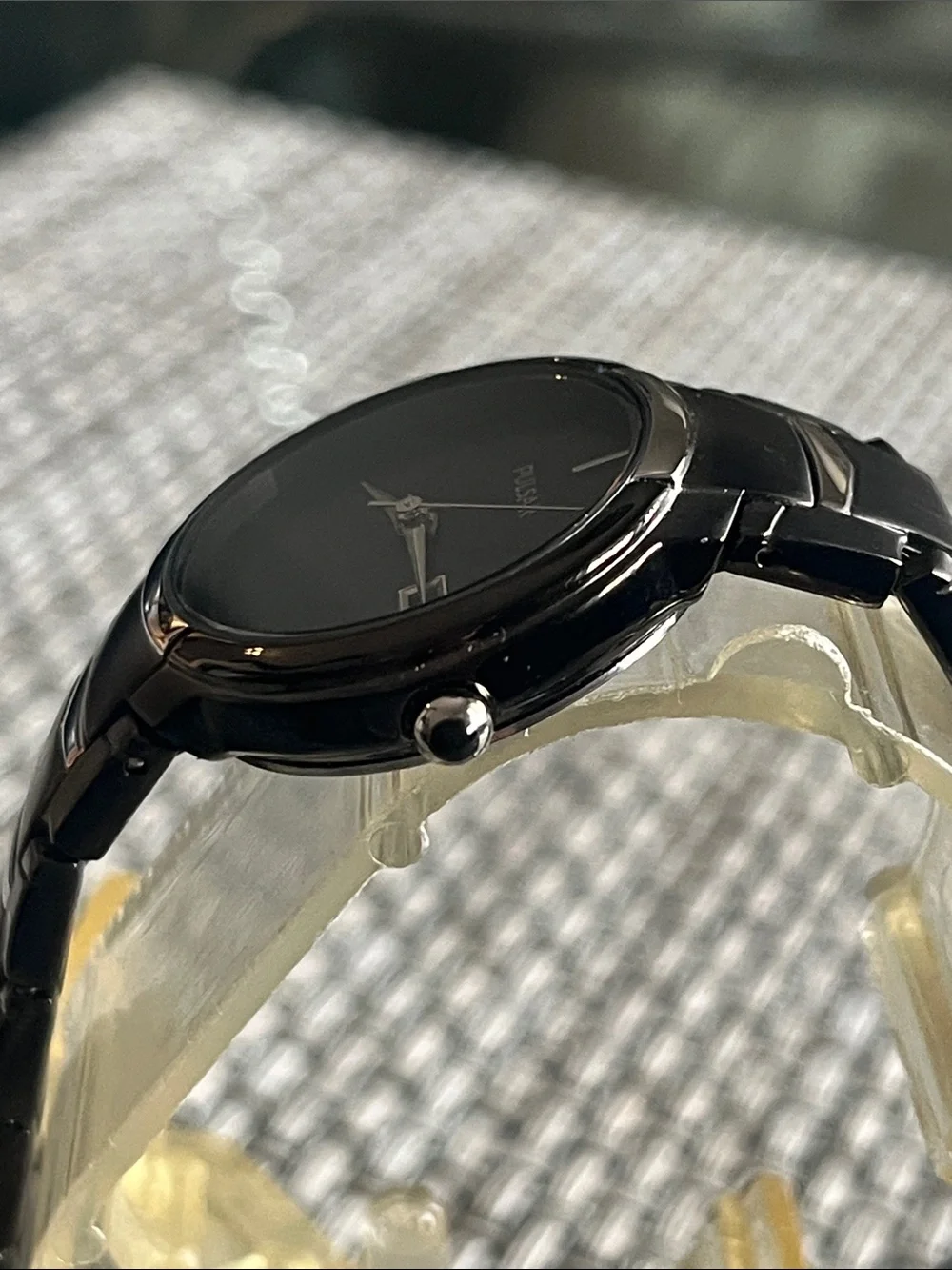 Pulsar Black Ceramic Watch with Silver Accents